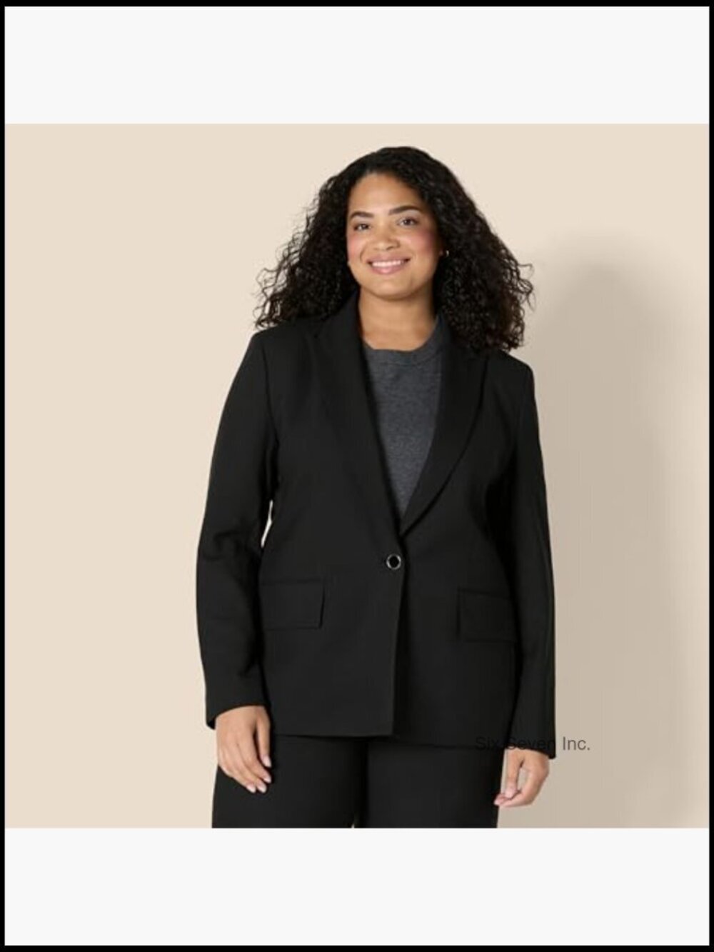 Regular-Fit Woven Single-Breasted Blazer, Polyester Viscose Blend - Picture 5 of 7